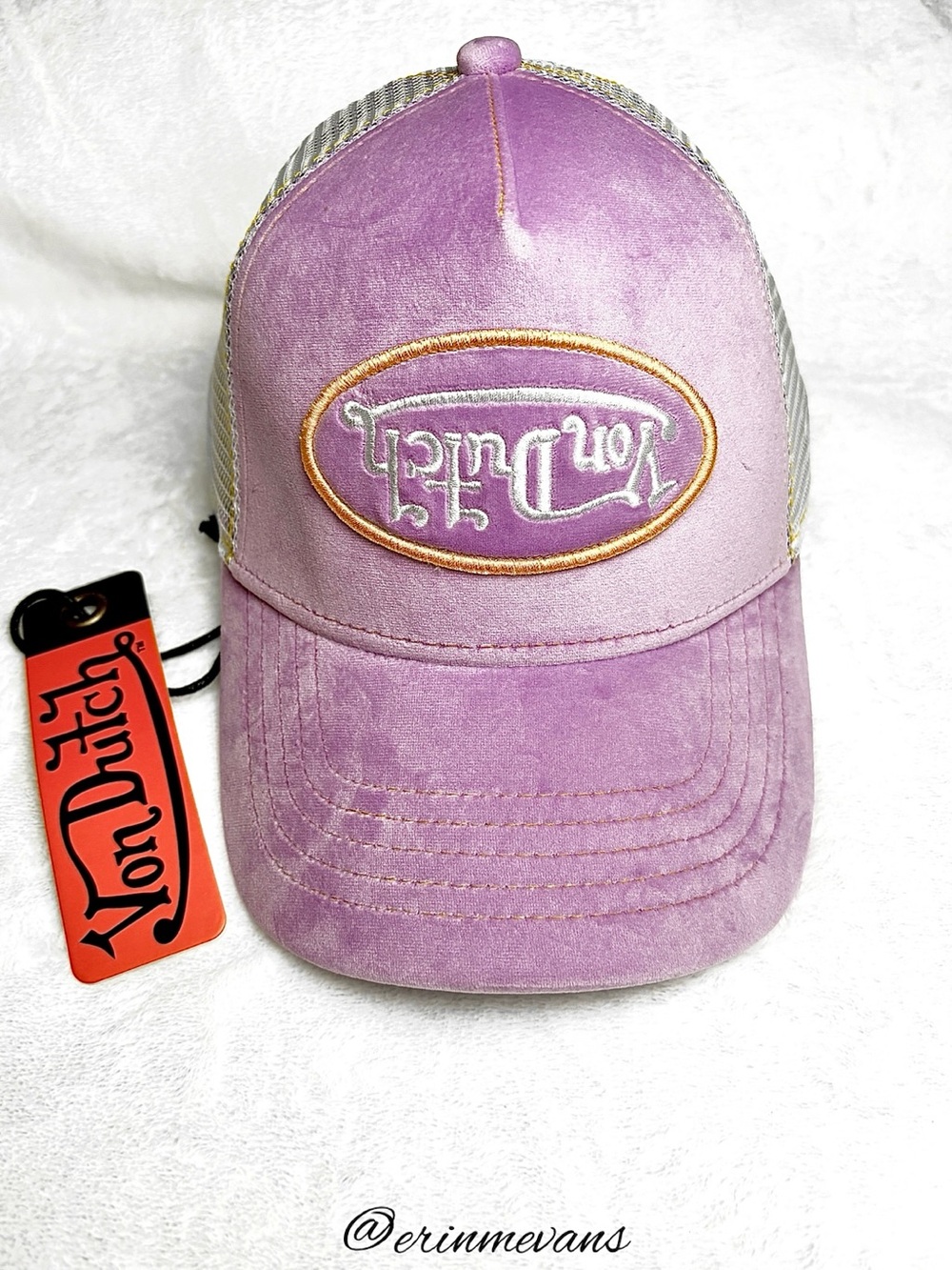 Von Dutch Purple Reverse Logo Velvet Trucker Hat New